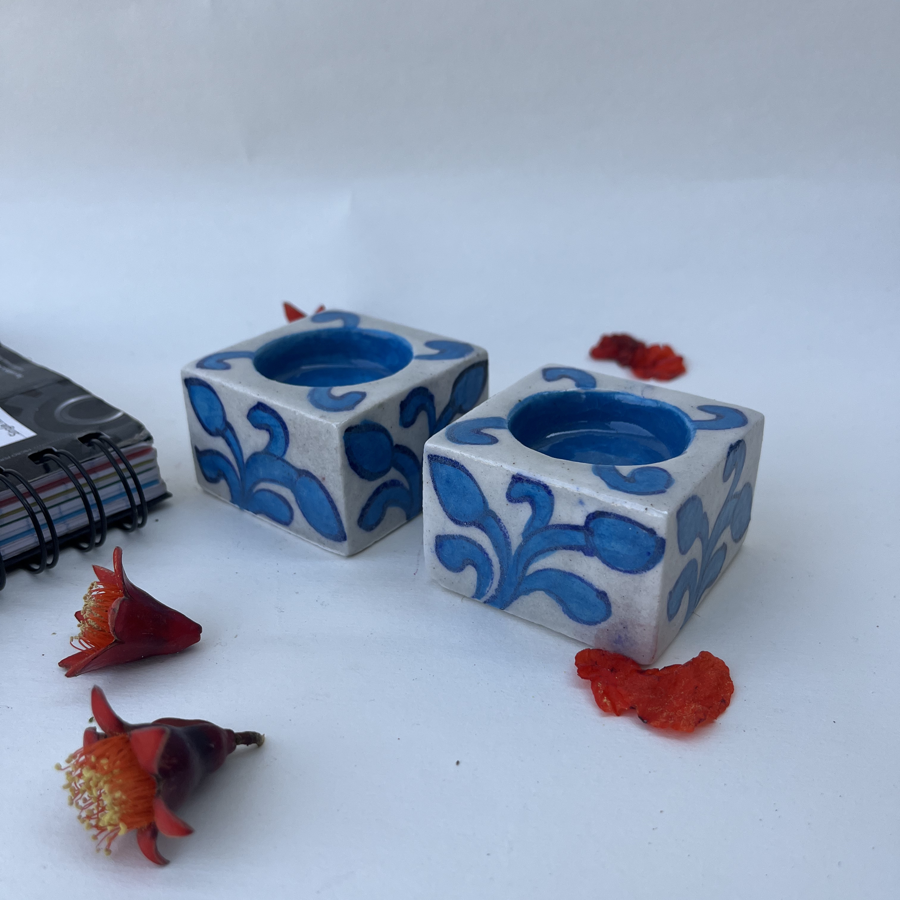 buy blue pottery candle stand