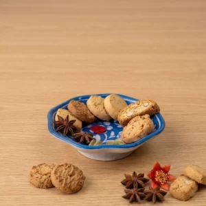Blue pottery flower bowls for floating flowers and home decor