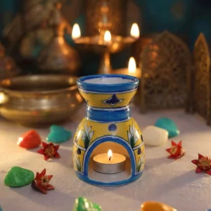 Handmade blue pottery aroma oil diffuser essential oil burner
