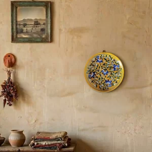 Traditional Jaipur blue pottery floral design plate