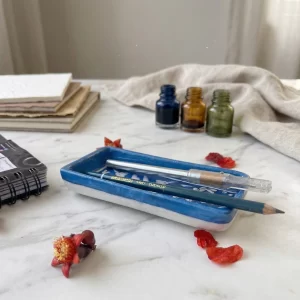 Buy hand painted blue pottery tray