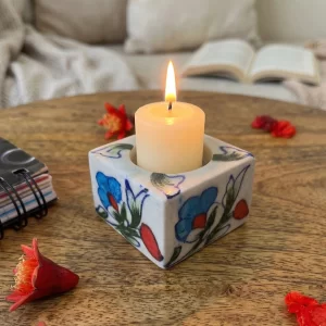 Buy a hand painted floral square tealight candle holders - pack of 5