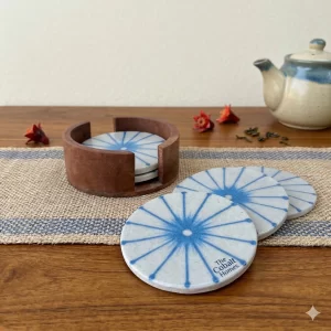 Blue pottery coasters set