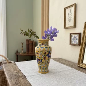 Blue Pottery Flower Vase – Handmade Ceramic Decorative Vase for Home Decor