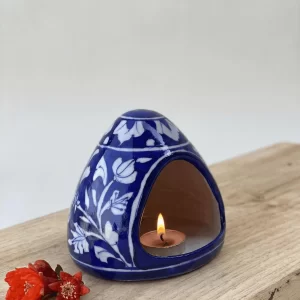 blue pottery candle stand