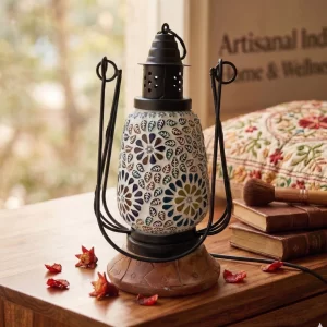 Buy handcraft moasic glass lantern - artisanal floral decorative lamp