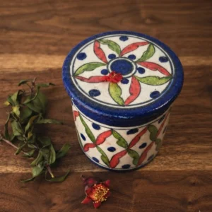 Handmade blue pottery home decorative jar