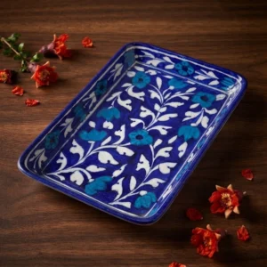 Buy hand painted blue pottery tray