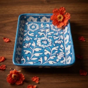 Buy handmade blue pottery tray